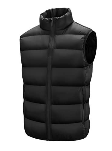 FANHANG Legere, verstaubare, gepolsterte, leichte Steppweste mit Stehkragen, Pufferweste für Damen und Herren, Schwarz(8106), M von FANHANG