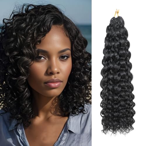 8 Packs GoGo Curl Crochet Hair 12 Inch Short Curly Crochet Hair for Women Beach Curl Water Wave Deep Twist Crochet Braids Synthetic Braiding Hair Extensions (1B, 12 Inch(pack of 8)) von FANLUTYIN