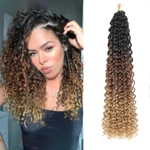 8 Packs GoGo Curl Crochet Hair 12 Inch Short Curly Crochet Hair for Women Beach Curl Water Wave Deep Twist Crochet Braids Synthetic Braiding Hair Extensions (1B/30/27#, 12 Inch(pack of 8)) von FANLUTYIN