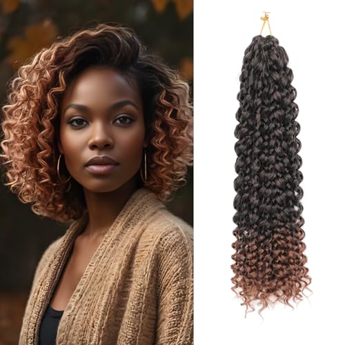 8 Packs GoGo Curl Crochet Hair 12 Inch Short Curly Crochet Hair for Women Beach Curl Water Wave Deep Twist Crochet Braids Synthetic Braiding Hair Extensions (T1B/30#, 12 Inch(pack of 8)) von FANLUTYIN