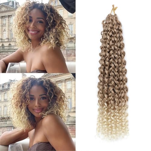 8 Packs GoGo Curl Crochet Hair 12 Inch Short Curly Crochet Hair for Women Beach Curl Water Wave Deep Twist Crochet Braids Synthetic Braiding Hair Extensions (T27/613#, 12 Inch(pack of 8)) von FANLUTYIN