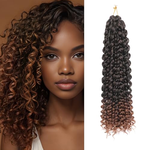 8 Packs GoGo Curl Crochet Hair 14 Inch Curly Crochet Hair for Women Beach Curl Water Wave Deep Twist Crochet Braids Synthetic Braiding Hair Extensions (T1B/30#, 14 Inch(pack of 8)) von FANLUTYIN
