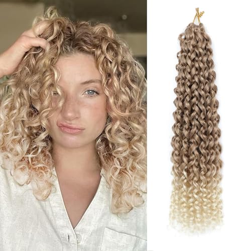 8 Packs GoGo Curl Crochet Hair 14 Inch Curly Crochet Hair for Women Beach Curl Water Wave Deep Twist Crochet Braids Synthetic Braiding Hair Extensions (T27/613#, 14 Inch(pack of 8)) von FANLUTYIN