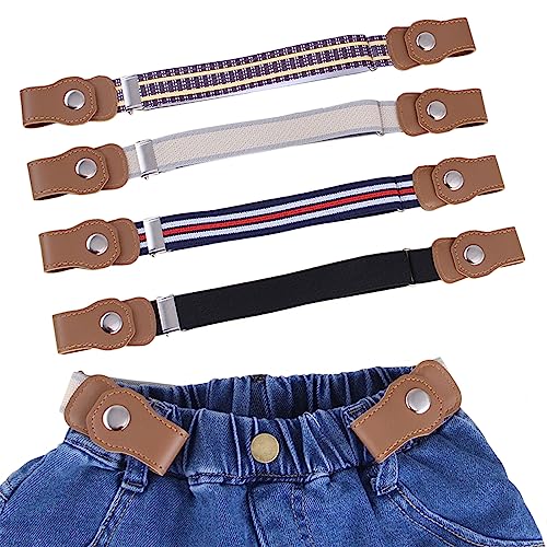 FANNAS 4 Stück Kindergürtel Gürtel kinder Schnalle Elastischer Gürtel Kinder 37CM-57CM Verstellbare Schnallenfreier Unsichtbare Stretchgürtel Einstellbar Belts für Jungen Mädchen von FANNAS