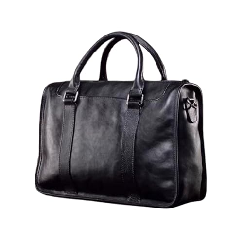 FANSENG 14-Zoll-Herren-Totes Aktentaschen Computertaschen Umhängetaschen Messenger Bags Handtaschen aus echtem Leder Laptoptaschen(Black) von FANSENG