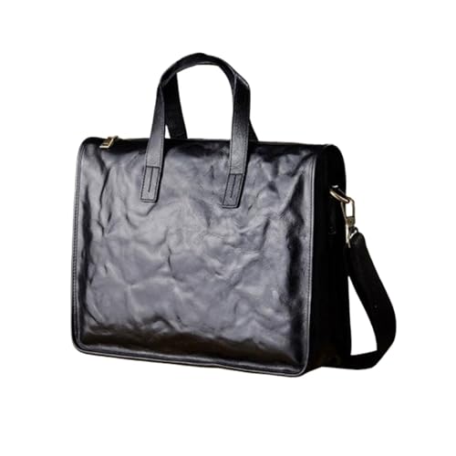 FANSENG Herren Totes Aktentaschen Computertaschen Schultertaschen Messenger Bags Echtes Leder Handtaschen Laptoptaschen(Black) von FANSENG