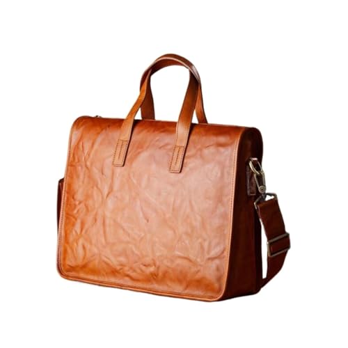FANSENG Herren Totes Aktentaschen Computertaschen Schultertaschen Messenger Bags Echtes Leder Handtaschen Laptoptaschen(Yellow) von FANSENG