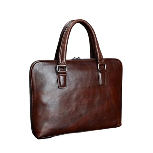 FANSENG Herrenhandtaschen Laptoptaschen Tragetaschen Aktentaschen Umhängetaschen Messenger Bags aus echtem Leder Computertaschen(Brown) von FANSENG