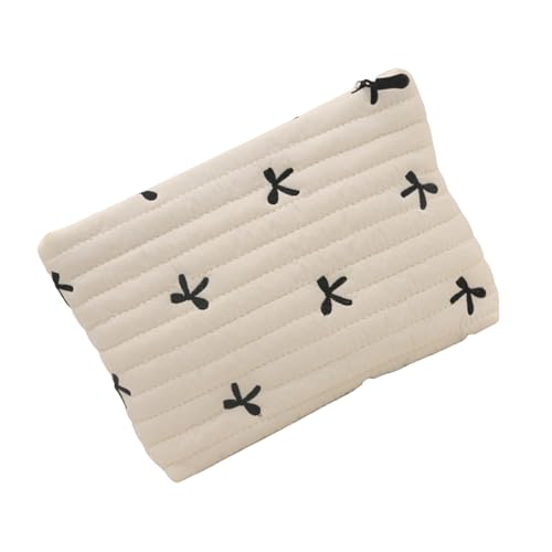 Eleganter Make-up-Organizer mit Schleife, praktische Aufbewahrungstasche für Reisende und Schönheitsliebhaber, Damentasche, weiß, Einheitsgröße von FANSHINUO