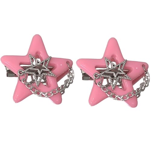FANSHINUO 1 x 2 x Stern-Haarspangen für Mädchen, schöne Accessoires, rutschfeste dekorative Kette von FANSHINUO