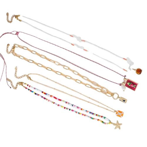 FANSHINUO 5 Stück Seestern-Schlüsselbein-Halsketten, unregelmäßige Perlenketten, Handarbeit, Schmuck-Accessoire für trendige Frauen von FANSHINUO
