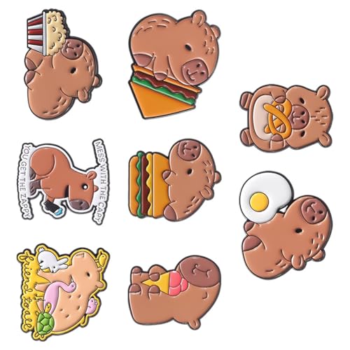 FANSHINUO Capybaras Metall-Brosche mit Tiermotiv, stilvolle Anstecknadel, Anstecknadel, Kleidungszubehör für Mode-Enthusiasten, 8 Stück von FANSHINUO