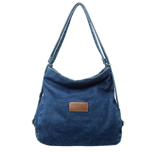 FANSHINUO Damen-Denim-Umhängetasche, große Kapazität, Achseltasche, lässige Handtaschen, passend zum Unterarm, Einkaufen, Verabredungen, große Kapazität, Schulter für Damen, lässige Handtasche von FANSHINUO