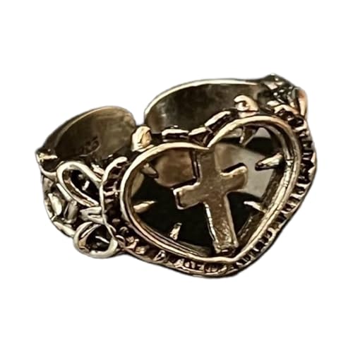 FANSHINUO Einzigartige Ringe mit Liebeskreuzen für Frauen, verstellbar, minimalistischer Finger-Schmuck, elegante Ringe, Verzierung für Sie von FANSHINUO