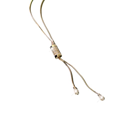 FANSHINUO Elegante Damen-Halskette mit Quasten-Anhänger, vielseitige lange Kette, Verzierung mit Kristallverzierung, Quasten-Charm, Chain length: 92cm; Pendant: 1.5cm; Pendant: 1cm, Metall von FANSHINUO