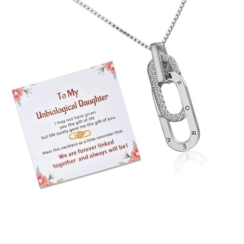 FANSHINUO Elegante Initialen-Halskette mit funkelnden Strasssteinen mit Interlock-Design und allergiebeständigem Edelstahl, Pendant 8*23mm, Edelstahl von FANSHINUO