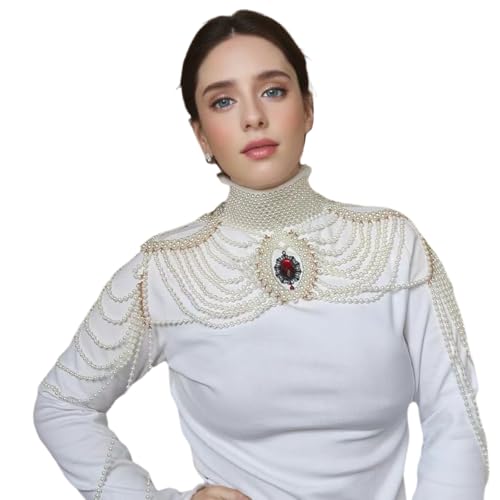 FANSHINUO Elegante Perlen-Schulterkette, Schmuckschicht, Perlenquasten, Armkette für Braut, Hochzeit und Körper-Accessoires für Damen von FANSHINUO