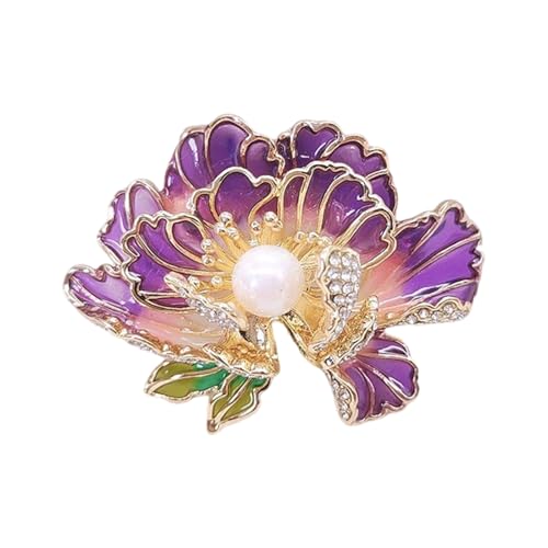FANSHINUO Elegante Pfingstrosen-Brosche für Damen mit emaillierten Perlen und Verzierungen, Schmuckzubehör für Bankett oder Party, 5*4cm, Metall von FANSHINUO