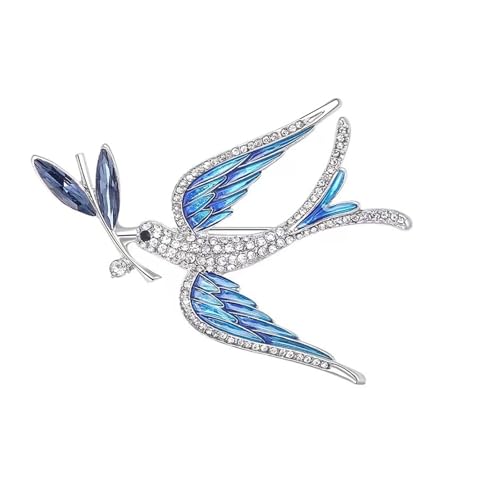 FANSHINUO Elegante Schwalben-Brosche mit Tropfen-Öl-Details und Kristall-Strasssteinen für Damen, Modeschmuck-Accessoire von FANSHINUO