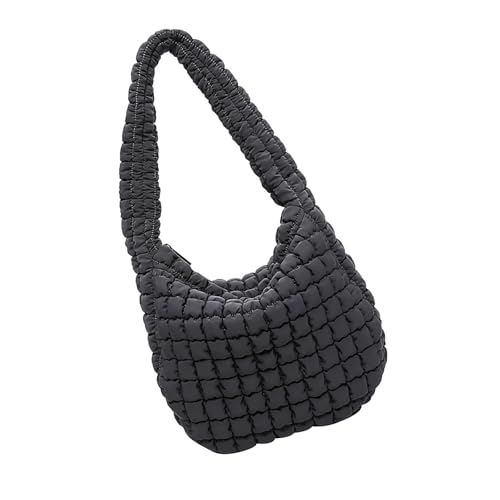 FANSHINUO Elegante gesteppte Achseltasche aus Baumwolle mit Reißverschluss, große Umhängetasche, Unterarm-Geldbörse für modische Frauen, grau, One Size FANSHINUO Elegante gesteppte Achseltasche aus Baumwolle mit Reißverschluss, große Umhängetasche, Unterarm-Geldbörse für modische Frauen, grau, One Size von FANSHINUO