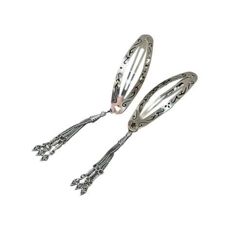 FANSHINUO Elegante ovale filigrane Haarspange mit baumelnden Quasten, Vintage-chinesisches Design, Legierung, Haarschmuck für Damen von FANSHINUO