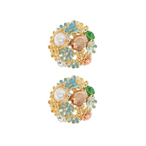 FANSHINUO Elegante runde Strass-Blumen-Ohrstecker für Damen, französisches Handwerk und allergieresistentes Design, 2.8*2.8cm, Metall von FANSHINUO
