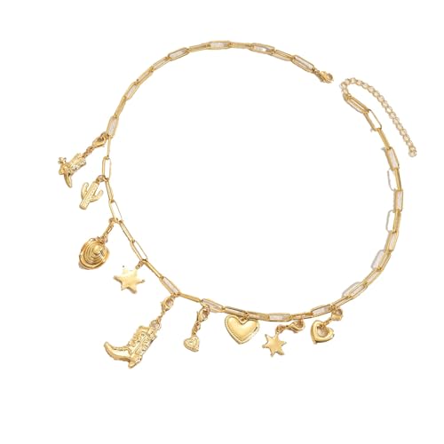 FANSHINUO Elegante unregelmäßige verschiedene Anhänger Halskette Party Halskette Kette Halskette Legierung Textur für passende Mode Outfits von FANSHINUO