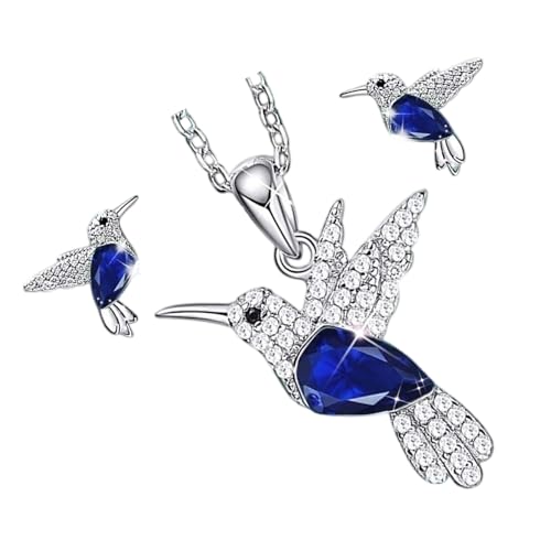 FANSHINUO Elegantes Set aus Halskette und Ohrringen in Vogelform mit funkelnden Kristallen für Damen, anspruchsvoller Schmuck aus Legierung für den täglichen Gebrauch von FANSHINUO