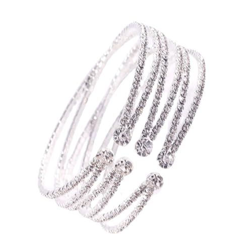 FANSHINUO Elegantes Strass-Manschetten-Armband für Damen, modisch, mehrlagig, handgefertigt, mehrlagiger Kristallschmuck für Hochzeiten, Outer diameter: 5.9cm; Height: 2.5cm, Metall von FANSHINUO