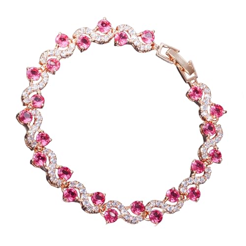 FANSHINUO Elegantes Tennis-Armband mit runden Zirkonia-Steinen für Frauen, simulierte Diamanten, Armband, Party-Zubehör von FANSHINUO