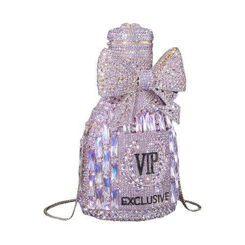 FANSHINUO Funkelnde Champagner Strass Abendtasche Cocktail Handtasche Mode Schultertasche für Partys und Hochzeit Event Anspruchsvolle Damen Clutch, violett, One Size von FANSHINUO
