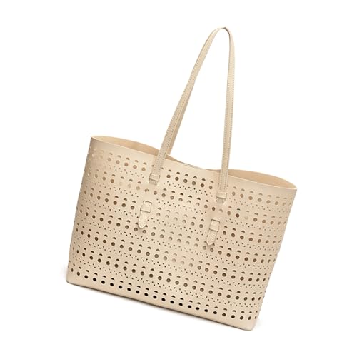 FANSHINUO Große Kapazität, ausgehöhlte Unterarmtasche für Damen, leichte PU-Umhängetasche, praktische Pendlerarbeitstasche, beige, 42*12*30cm FANSHINUO Große Kapazität, ausgehöhlte Unterarmtasche für Damen, leichte PU-Umhängetasche, praktische Pendlerarbeitstasche, beige, 42*12*30cm von FANSHINUO