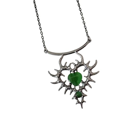 FANSHINUO Halskette mit Herz-Anhänger im Gothic-Stil, mit Strasssteinen, verstellbare Kette, Modeschmuck, Accessoire für Damen, 45+5cm, Metall von FANSHINUO