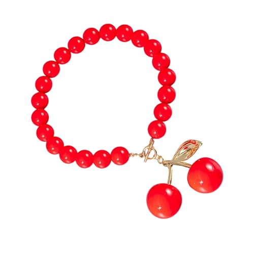 FANSHINUO Halskette mit übertriebener Kirsche, einzigartiges Harz-Design, Schlüsselbein-Kette, Anhänger für modebewusste Frauen und Trendsetter, 43 cm, Harz von FANSHINUO