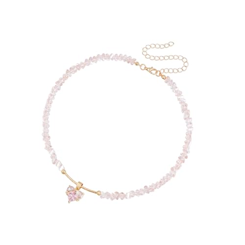 FANSHINUO Handgefertigte Halskette mit Glaskristall-Anhänger, elegantes Design, Schlüsselbeinkette für den täglichen Gebrauch und besondere Anlässe, 36+10cm, Metall von FANSHINUO