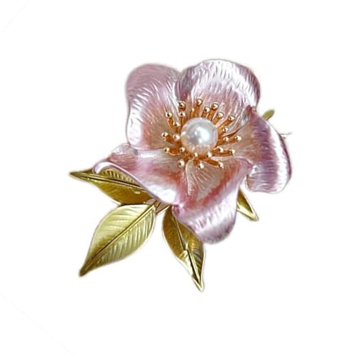 FANSHINUO Kamelien-Blumen-Brosche mit eleganten Kunstperlen, handgefertigter Blumen-Anstecknadel, Schmuck für Partys, Hochzeiten und Bankette, 3.2*4.2cm, Metall von FANSHINUO