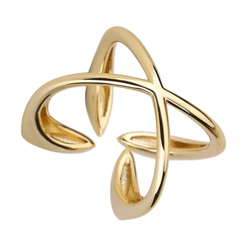 FANSHINUO Linien gekreuzte geometrische Ringe verstellbar für modische Frauen und Trendsetter Persönlichkeit Temperament Accessoire, open one's mouth, Kupfer von FANSHINUO