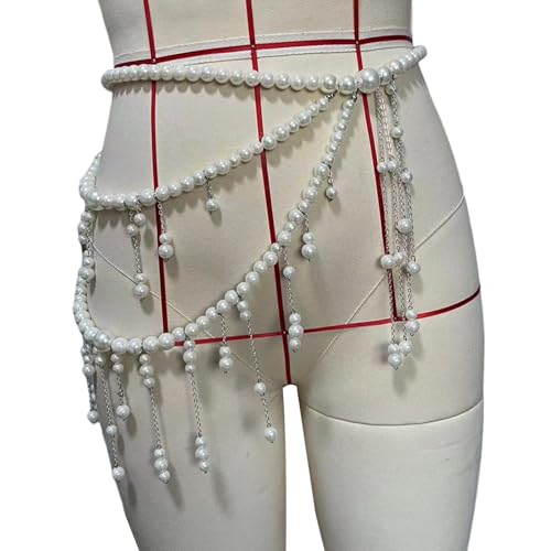 FANSHINUO Mehrschichtiger langer Taillenkettengürtel mit Quasten für Damen, elegantes Körperketten-Accessoire für Kleider und Schweiß FANSHINUO Mehrschichtiger langer Taillenkettengürtel mit Quasten für Damen, elegantes Körperketten-Accessoire für Kleider und Schweiß von FANSHINUO