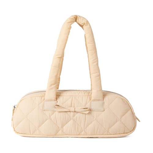 FANSHINUO Mehrzweck-Schultertasche für moderne Frauen, gesteppt, kariert, Puffer-Handtasche, Geldbörse mit Schleifen für den täglichen Gebrauch, gesteppte Puffer-Handtasche, aprikose, One Size FANSHINUO Mehrzweck-Schultertasche für moderne Frauen, gesteppt, kariert, Puffer-Handtasche, Geldbörse mit Schleifen für den täglichen Gebrauch, gesteppte Puffer-Handtasche, aprikose, One Size von FANSHINUO