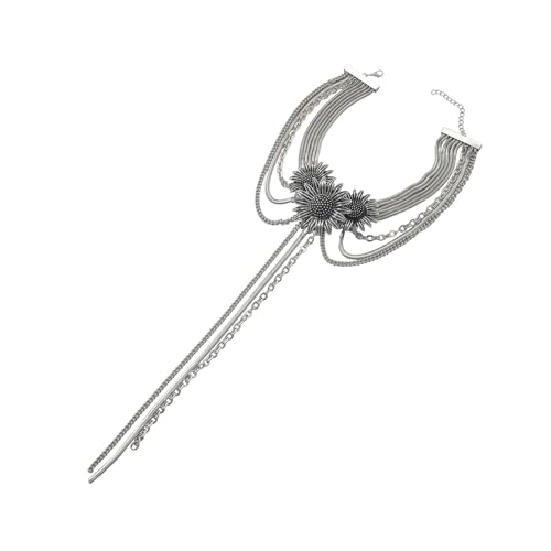 FANSHINUO Modische Sonnenblumen-Halskette mit Strass-Schleife und langen Quasten für Strandpartys oder Reisen, Urlaub von FANSHINUO
