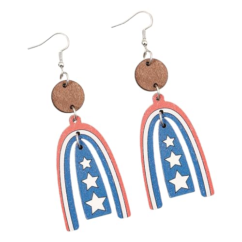 FANSHINUO Patriotische U-förmige Stern-Ohrringe mit bunten Streifen, Ohrschmuck für Unabhängigkeitstag, Feiern und den täglichen Gebrauch von FANSHINUO