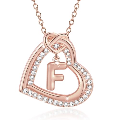 FANSHINUO Personalisierbare Halskette mit Initialen-Herz-Anhänger mit funkelnden Zirkonia, für modische Frauen und Paare, Freizeitkleidung von FANSHINUO