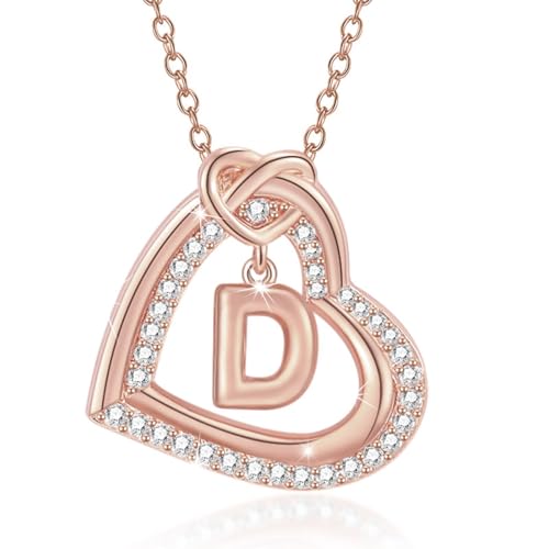 FANSHINUO Personalisierbare Halskette mit Initialen-Herz-Anhänger mit funkelnden Zirkonia, für modische Frauen und Paare, Freizeitkleidung von FANSHINUO