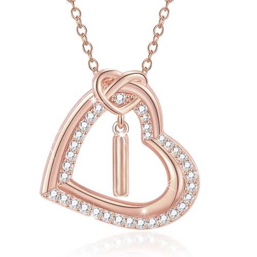 FANSHINUO Personalisierbare Halskette mit Initialen-Herz-Anhänger mit funkelnden Zirkonia, für modische Frauen und Paare, Freizeitkleidung von FANSHINUO