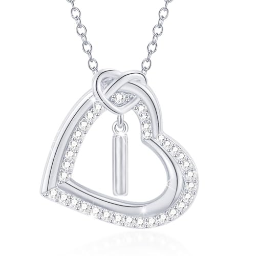 FANSHINUO Personalisierbare Halskette mit Initialen-Herz-Anhänger mit funkelnden Zirkonia, für modische Frauen und Paare, Freizeitkleidung von FANSHINUO