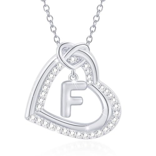 FANSHINUO Personalisierbare Halskette mit Initialen-Herz-Anhänger mit funkelnden Zirkonia, für modische Frauen und Paare, Freizeitkleidung von FANSHINUO