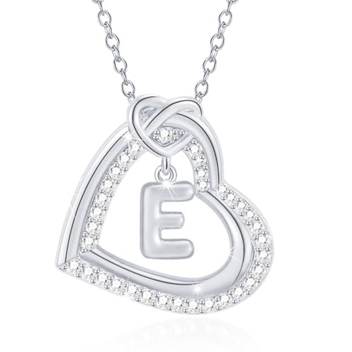 FANSHINUO Personalisierbare Halskette mit Initialen-Herz-Anhänger mit funkelnden Zirkonia, für modische Frauen und Paare, Freizeitkleidung von FANSHINUO