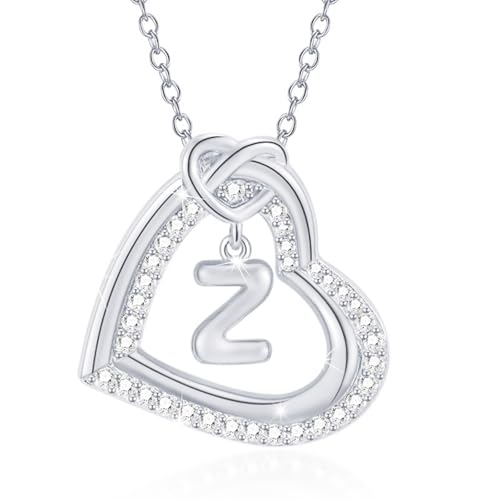 FANSHINUO Personalisierbare Halskette mit Initialen-Herz-Anhänger mit funkelnden Zirkonia, für modische Frauen und Paare, Freizeitkleidung von FANSHINUO