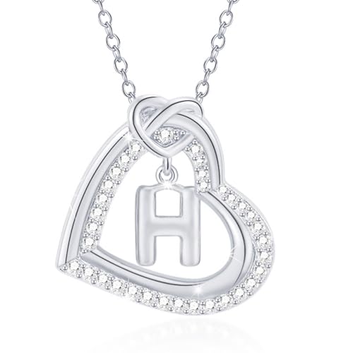 FANSHINUO Personalisierbare Halskette mit Initialen-Herz-Anhänger mit funkelnden Zirkonia, für modische Frauen und Paare, Freizeitkleidung von FANSHINUO