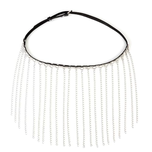 FANSHINUO Punk PU-Leder Taillenkette Metallquasten Körperkette Körperschmuck für Frauen Cosplay und Nachtclub Taillenzubehör von FANSHINUO